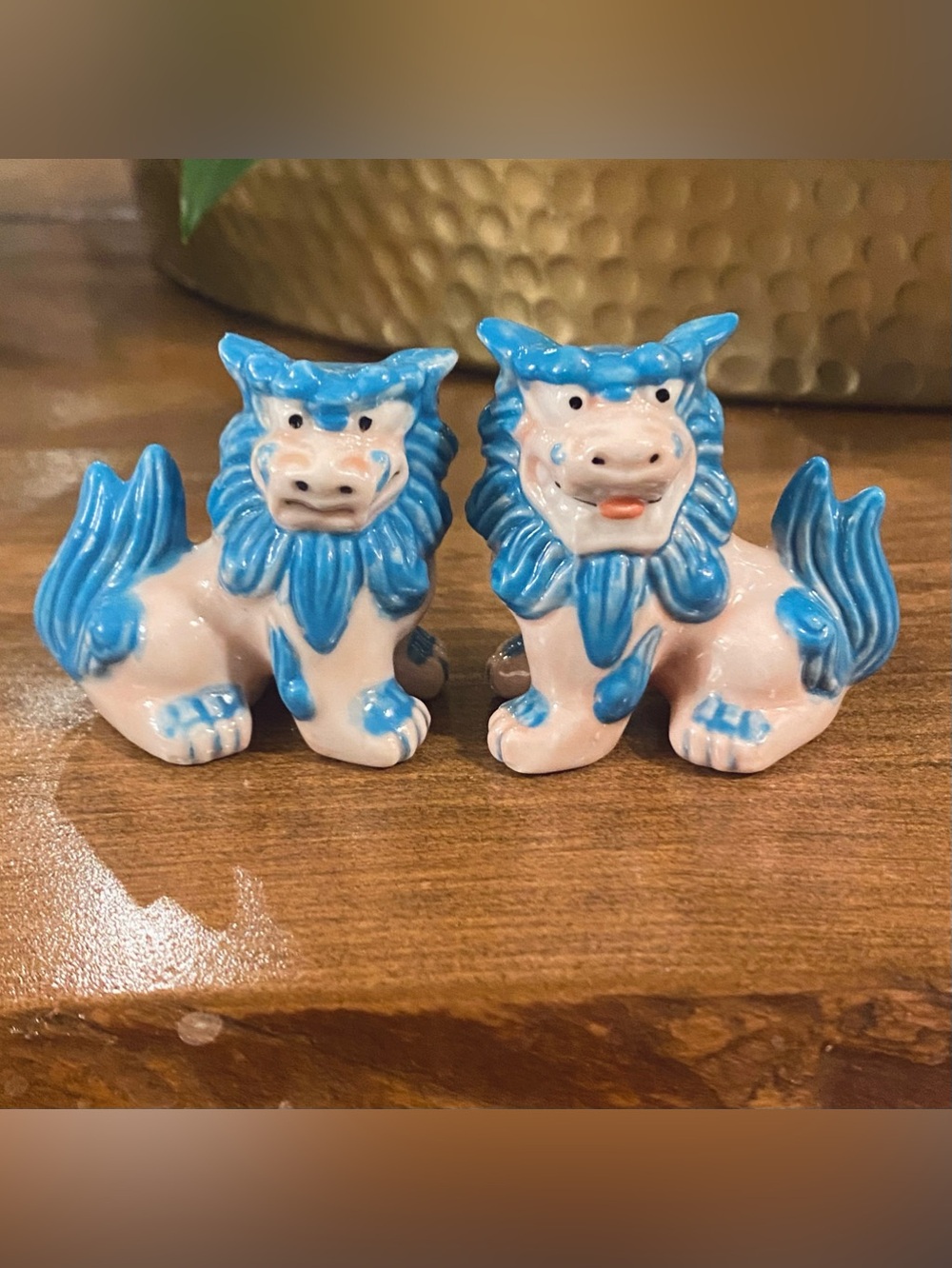 VTG Shisa Side Standing Guardian Lions Okinawa Ryukyu Japan w Box & Accessories
